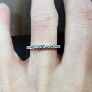 Size 7 925 Sterling Silver Cute Half Cubic Zirconia Ring